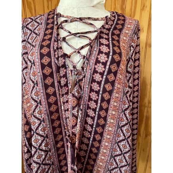 Show Me Your Mumu Lightning Bird Tunic Top Boho Pullover Floral Long Sleeve XS - Picture 7 of 9